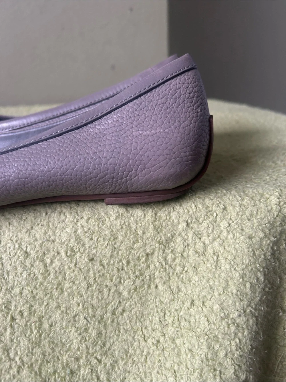 Tory Burch grey Leather Ballet Flats with Gold Logo Sz 9.5